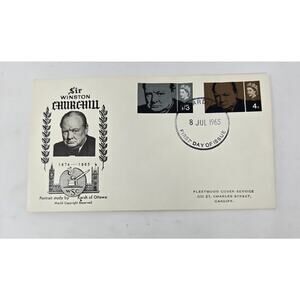 Sir Winston Churchill First Day Issue Two Phosphor Stamps 8 July 1965 Envelope